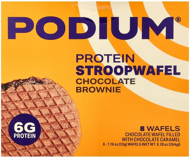 Podium Nutrition 단백질 스트룹와플 초콜릿 브라우니 와플 8개 개당 33g(1.16oz) Nutrition (포디엄 뉴트리션), 1 - 쿠팡