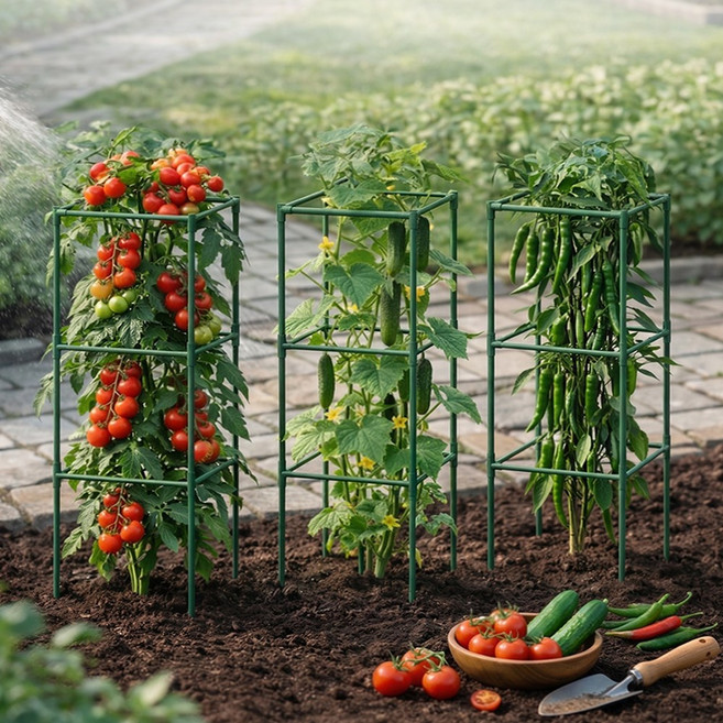 21세기트랜드 가든짐 조립식 식물 지지대 텃밭 프레임 토마토 오이 고추 덩굴식물 받침대 3개, 39X39X120, 1세트