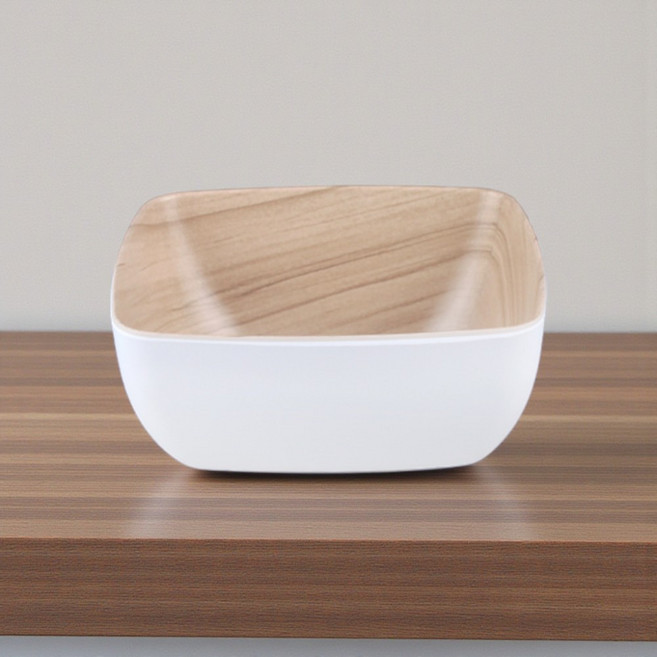 M우드 화이트우드 사각낮은볼 멜라민 그릇 샐러드 가정 업소용, M2389 소, 없음, 1개