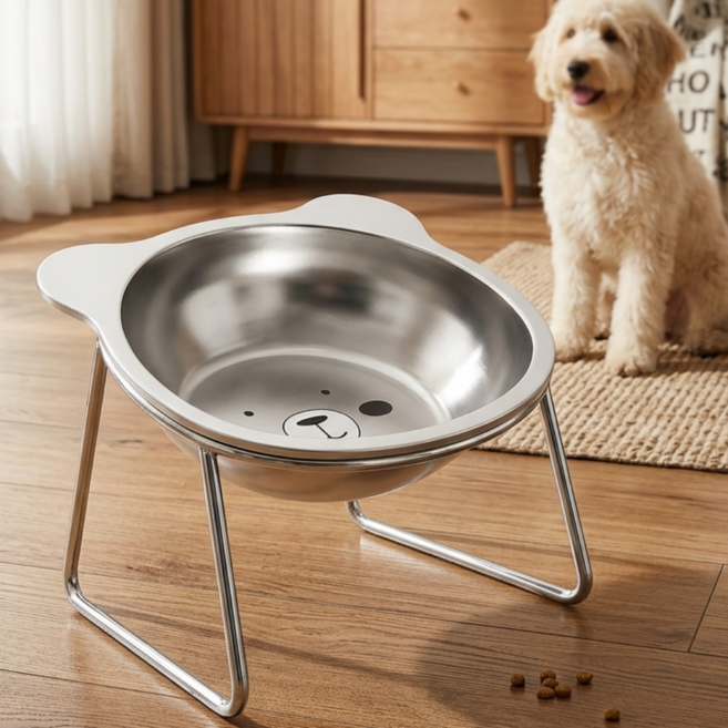 드림이지 충격에 강한 스텐1구 강아지 밥그릇, 1개