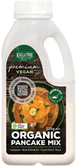 호주 키알라 프리미엄 비건 바닐라맛 팬케이크 믹스 325g Kialla Vegan Vanilla Pancake Mix, 1개