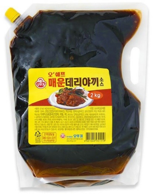 오뚜기 오쉐프 매운데리야끼 소스, 2kg, 12개