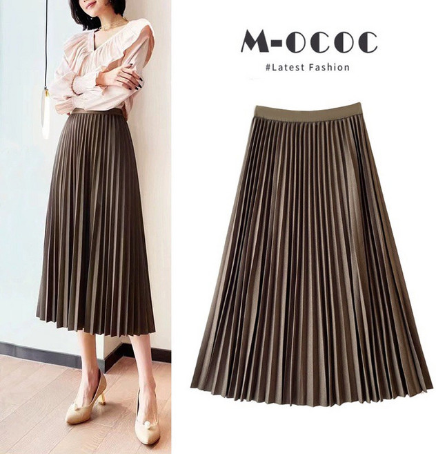 啾蒂家 高腰氣質百褶裙 - 百搭韓版A字長裙