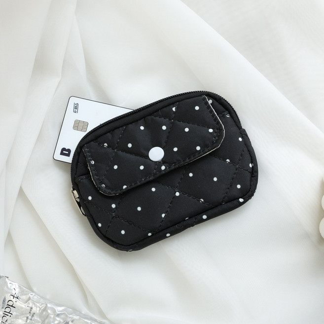 에브리테일 버튼 도트 미니 파우치 카드 지갑