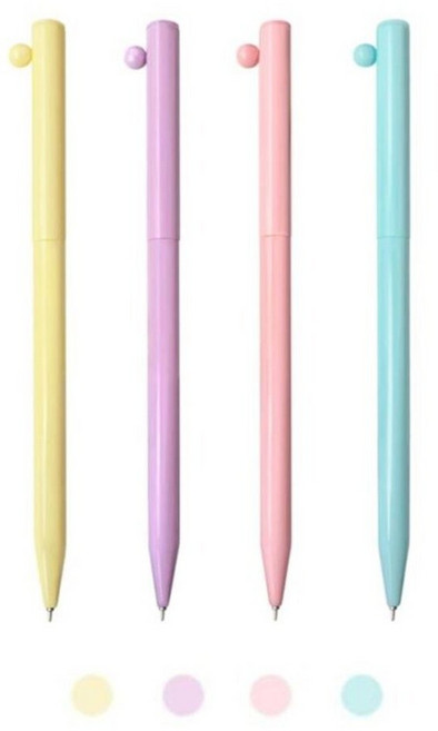 파스텔 롤리팝 볼펜 필기감 좋은 귀여운 캐릭터 볼펜, 12개, 혼합(노랑 보라 핑크 블루 각 3개씩)