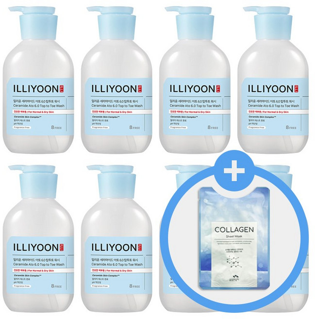 일리윤 세라마이드 아토 6.0 탑투토워시 500ml x8개 + 사은 마스크팩 x20개, 8개, 500g