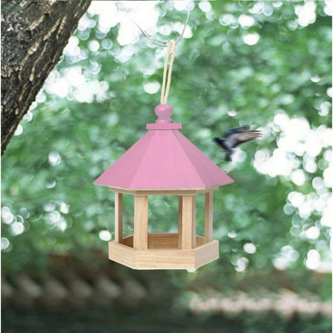 비엘스키 조류피더 새집 새 모이통 급식기 버드 사료, 1개, 핑크 GD03085