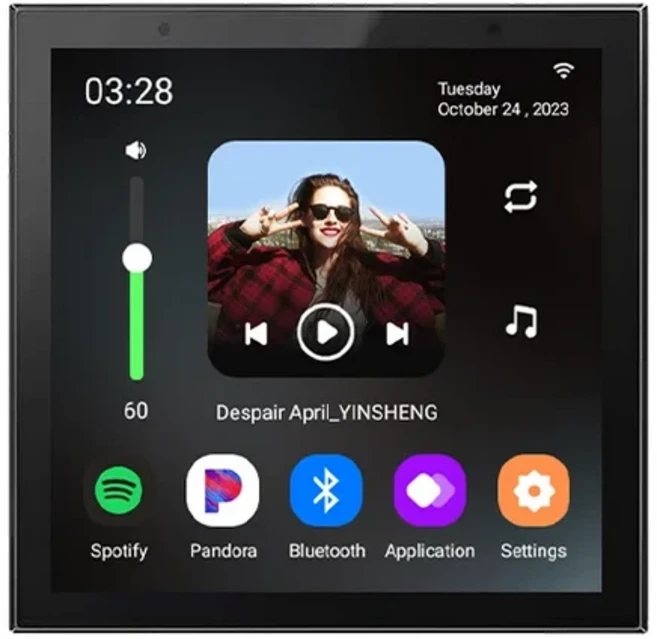 4인치 안드로이드 11 TUYA 스마트 오디오 벽걸이형 앰프 블루투스 음악 플레이어 홈시어터 시스템 음향기기, 08 Black 2X25W