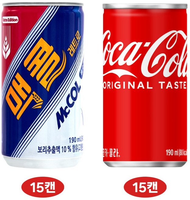 탄산음료캔 세트 코카콜라 맥콜, 30개, 190ml