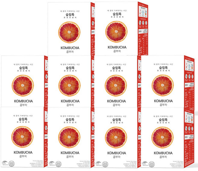 퓨어리턴 슬림톡 콤부차 모로오렌지 15포 10박스 유산균 사과초모식초, 5g, 15개입, 10개