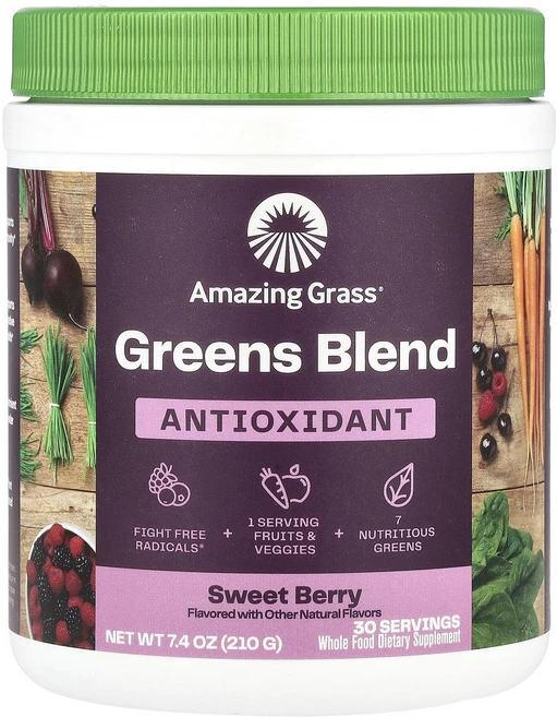 몸관리하세요 겨울입니다 Amazing Grass Green Superfood 항산화제 스위트 베리 210g(7.4oz) 특별관리진행, AmazingGrassGreenSuperfood항산화제, 210g, 1개 - 쿠팡