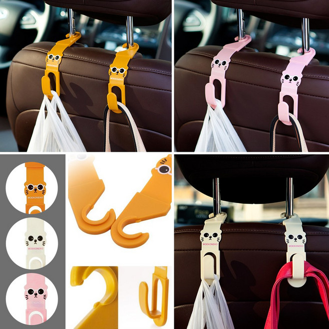 놀자리빙 귀여운 이지후크 차량용 후크 화이트 가방걸이 옷걸이 스티치후크 다용도차량걸이, 1개