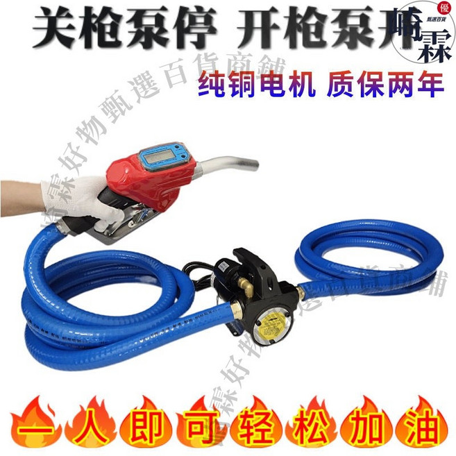 崎霖 抽油泵 柴油加油機 12V/24V/220V 自動跳槍, 1個, 6米油管+計量槍+24V自停泵