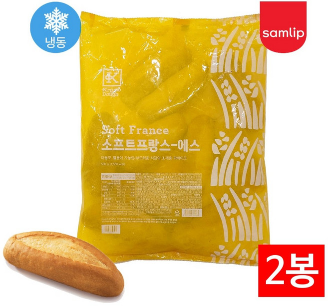 삼립 소프트 프랑스-에스 바게뜨빵 500g(50gX10입) 2개 냉동 파베이크 바게트, 500g