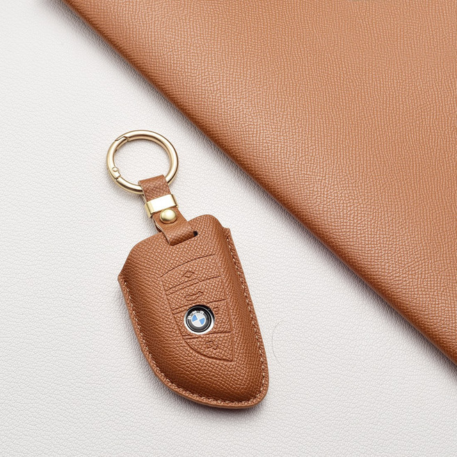 BMW 차키케이스 고급 천연소가죽 | 전차종 호환 (1 2 3 4 5 6 7 8 M X시리즈), BMW B 타입, 샌드 브라운