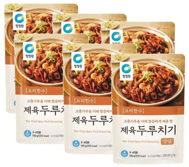 청정원 청정원 요리한수 제육두루치기양념, 140g, 6개