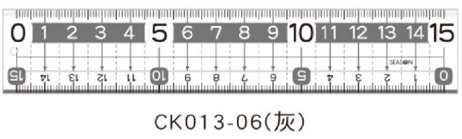SEASON 大字尺直尺 15公分 加大字體 雙邊測量 學生文具, CK013-06（灰）, 1個