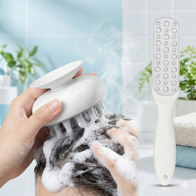 두피 가려움 해결 샴푸 브러쉬 뒤꿈치 각질제거기, 두피브러쉬(화이트)각질제거기(화이트), 1개