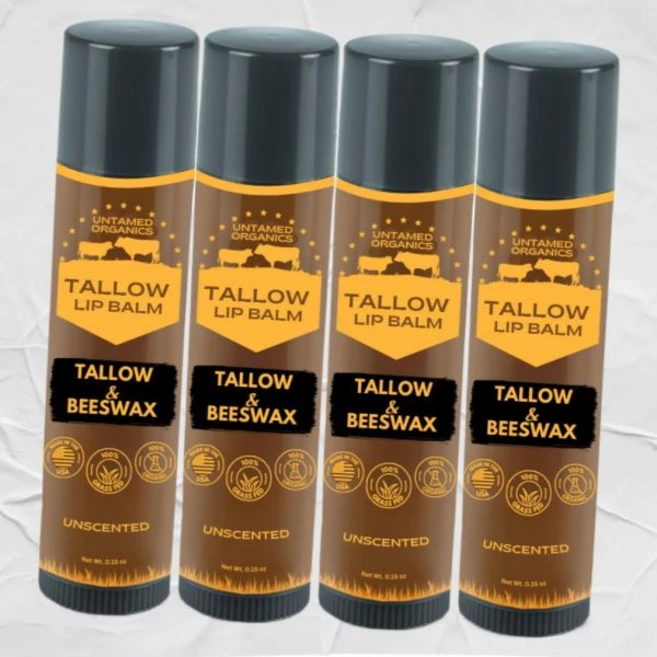 순수 탈로 립밤 100 풀 먹인 소의 탈로와 유기농 밀랍 갈라진 입술 보습 립 케어 저자극성 무향 미국에서 수제 제작 4개 세트 미국내수용, 순수 탈로 립밤 100 풀 먹인 소의 탈로와 유기농 밀 - 쿠팡