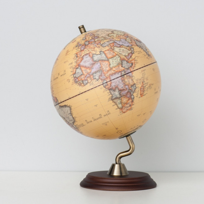 SkyGlobe 10吋木質底座立體地球儀(中英文版) AR互動 台灣製教學地球儀, 仿古