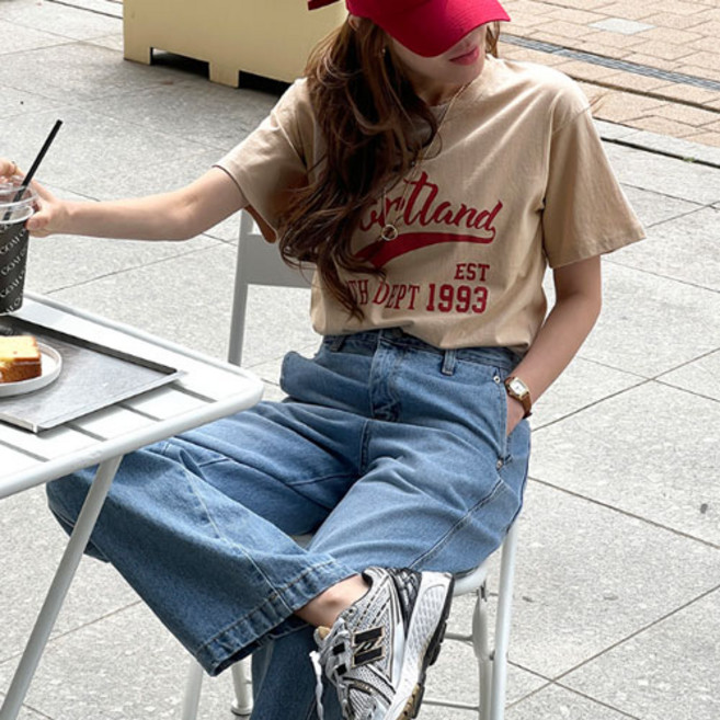 난닝구 여성용 시델호 나염 반팔 티셔츠