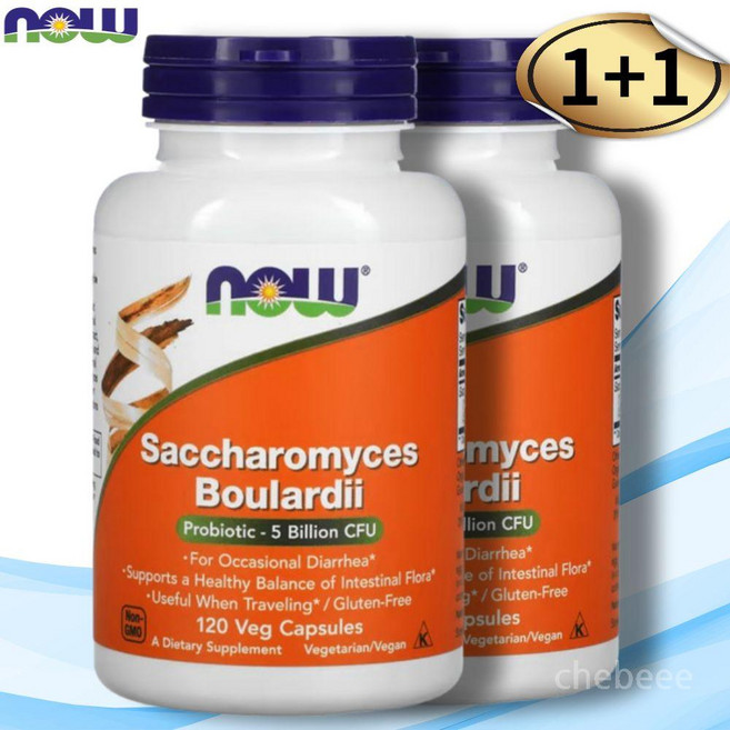 [2개] 나우푸드 사카로미세스 보울라디 50억CFU 120베지캡슐 이눌린 FOS 장내세균총 맥주효모균 출아형효모, 120정, 2개