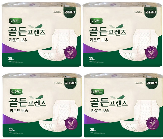 디펜드 골든프렌즈 라운드 보송, 4개, 30개입, FREE(onesize)