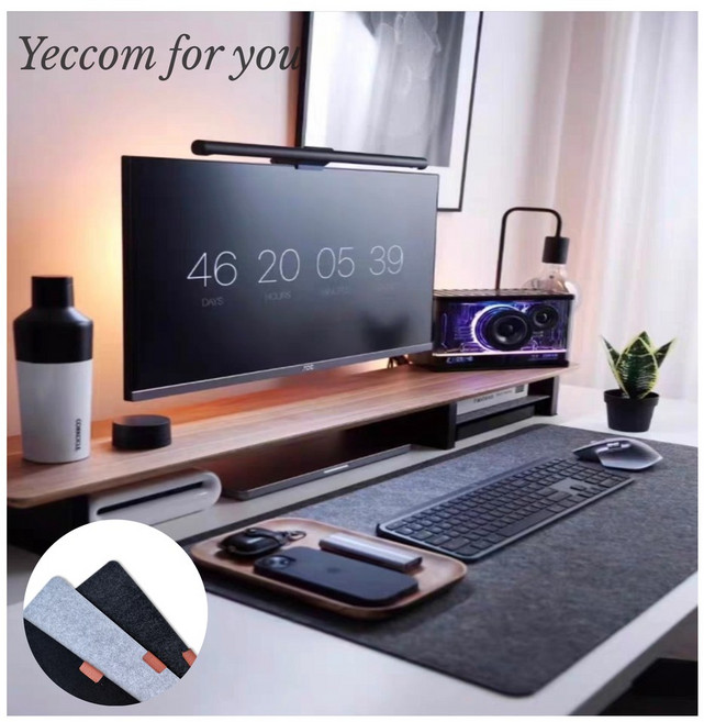 예꼼 고급 논슬립 펠트 데스크매트 대형 와이드 장패드 깔개 마우스패드 데스크패드, 블랙데스크매트