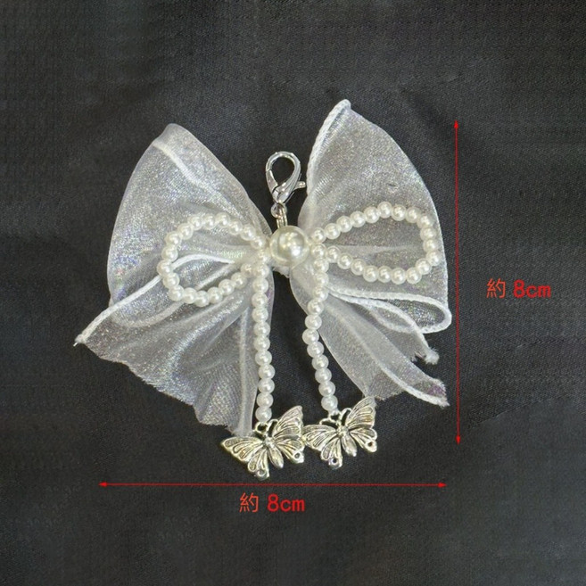 XIXITIAO 蝴蝶結鞋扣配件 蕾絲珍珠銀色韓版串珠 適用於洞洞鞋運動鞋