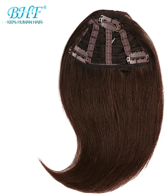 BHF 인모 앞머리 8인치 20g 전면 3개 클립 직선 레미 천연 프린지 색상