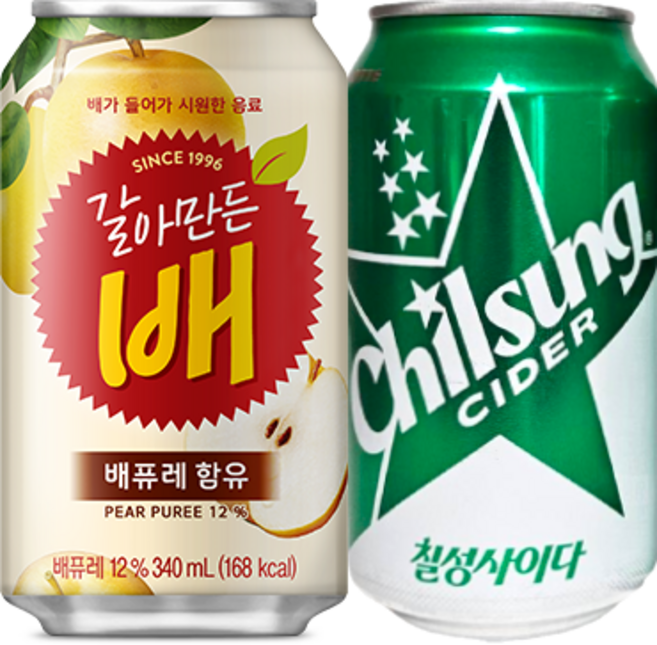 갈아만든 배 칠성사이다 뚱캔 3캔씩 340ml x 6캔