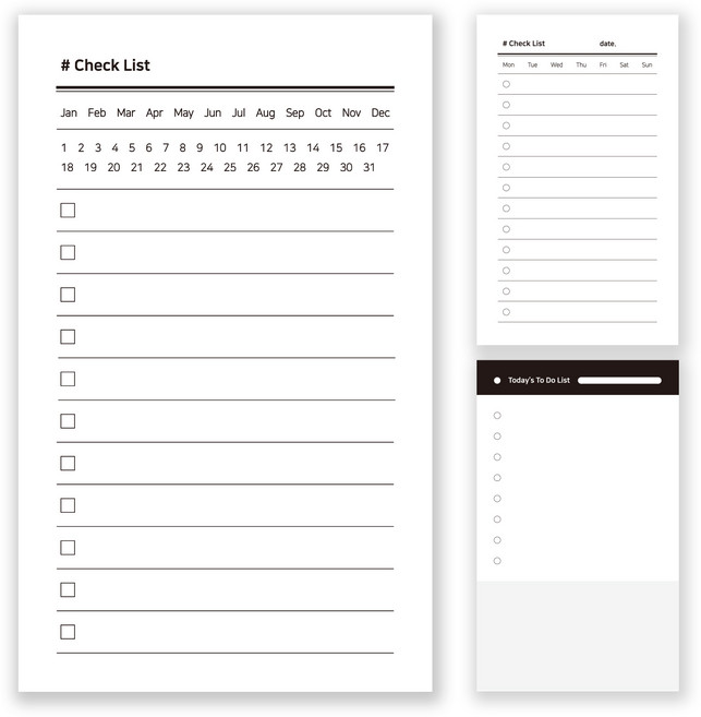 아무날 체크리스트 / 투두리스트 떡메모지 3종 세트, 3개, [ A-1/A-2/ B 3종]