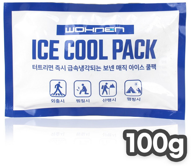 위시 터트리는 아이스팩 일반형 100g 휴대용 쿨팩 아이스백 냉찜질팩 붙이는 쿨패치, 1개