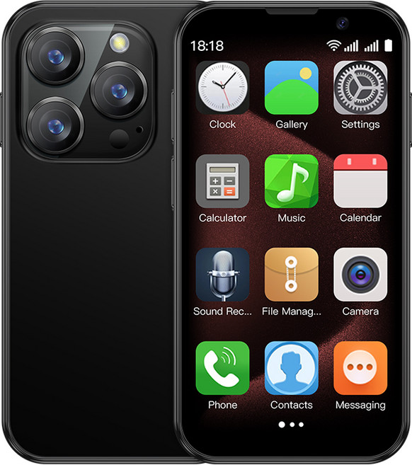 SOYES XS18 Pro 미니 안드로이드 8.1 스마트폰 3.0인치 디스플레이 2GB RAM 16GB ROM 얼굴인식 듀얼 SIM 스탠바이 3G 리틀폰, 블랙