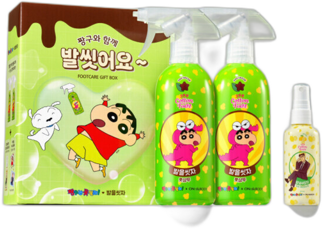 온더바디 발을씻자 코튼 풋샴푸 짱구에디션 기획(초코민트+데오미스트)