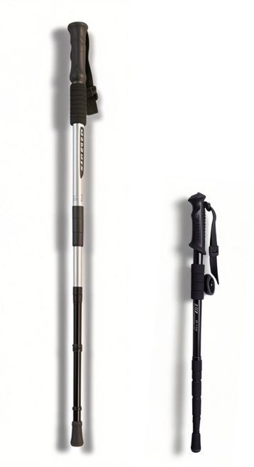 에보윈 스카이 고강도 초경량 4단 접이식 휴대용 등산스틱 7075 2P, 실버, 1세트