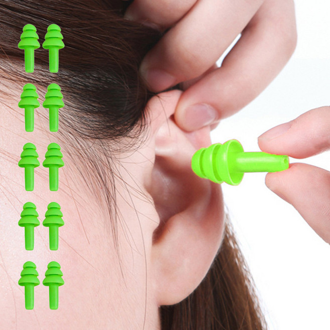 그리뉴얼 소음 차단 다용도 수영 귀마개, 10개, 그린