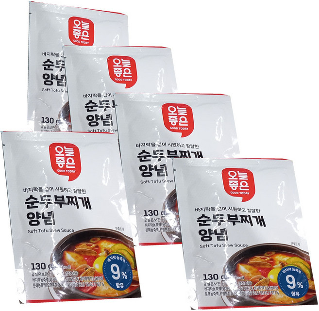 오늘좋은 순두부찌개 양념, 5개, 130g