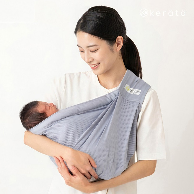 케라타 신생아 메쉬형 슬링 아기띠 베이비슬링 포대기 요람자세, 벨블루