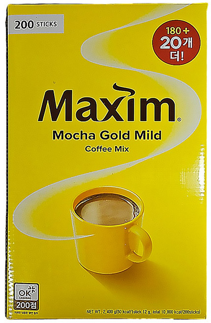 맥심 모카골드 마일드 커피믹스, 12g, 200개입, 1박스