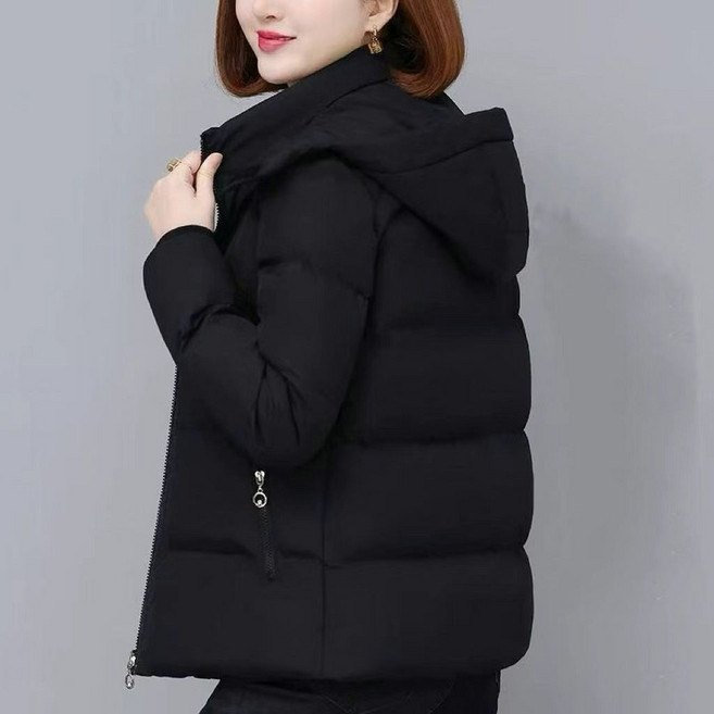 중년 여성 겨울 후드 집업 패딩 루즈핏 도톰 코트 캐주얼 방한 자켓 엄마 아우터 경량 패딩SYW