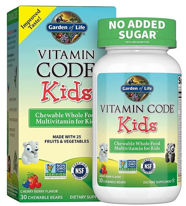 Garden of Life 아동 채식주의자용 멀티비타민 보충제 - 비타민 코드 무가공 자연 색품 비타민 프로바이오틱스 츄어블 베어 30개 - 포장은 다를 수 있음, 1개, 30정 - 쿠팡