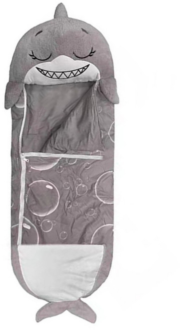 귀여운 캐릭터 실내 침낭 어린이 겨울 캠핑 용품 키즈 낮잠 애착 이불 조카 생일 선물, 1개, 회색상어