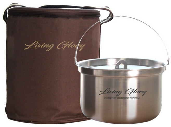 국내생산 리빙글로리 대용량 코펠 가방 세트 통3중 인덕션겸용 IH 캠핑 가족캠핑 메이딘코리아, 1개, 스테인리스 스틸