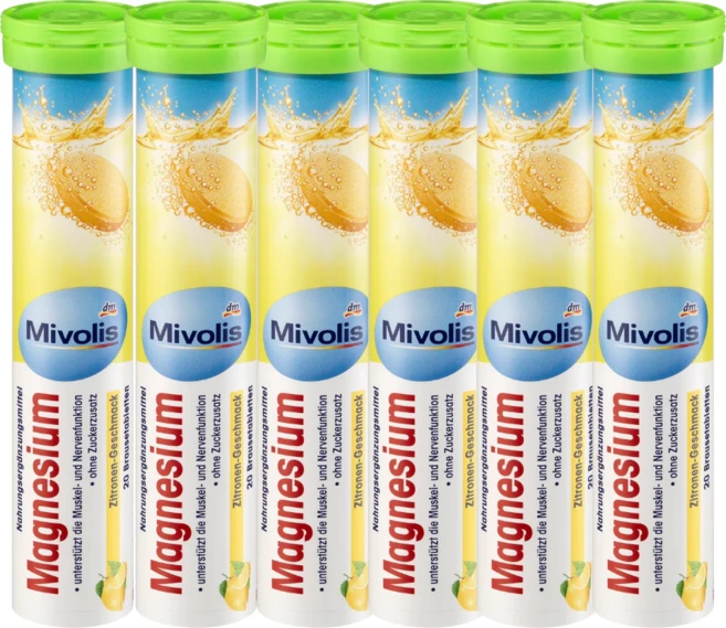 독일dm 발포비타민 Das gesunde+ Mivolis 마그네슘 레몬맛 6개묶음, 6개, 20정 - 쿠팡