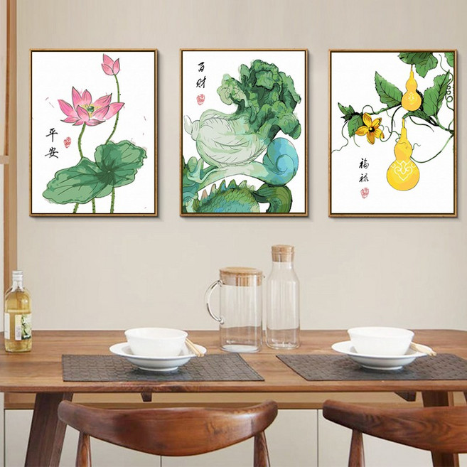 특대형 캔버스그림그리기 DIY 유화 아크릴화 페인팅 색칠 동양화 연꽃 열매 그리기70x90, 그림03 40x50, 1개