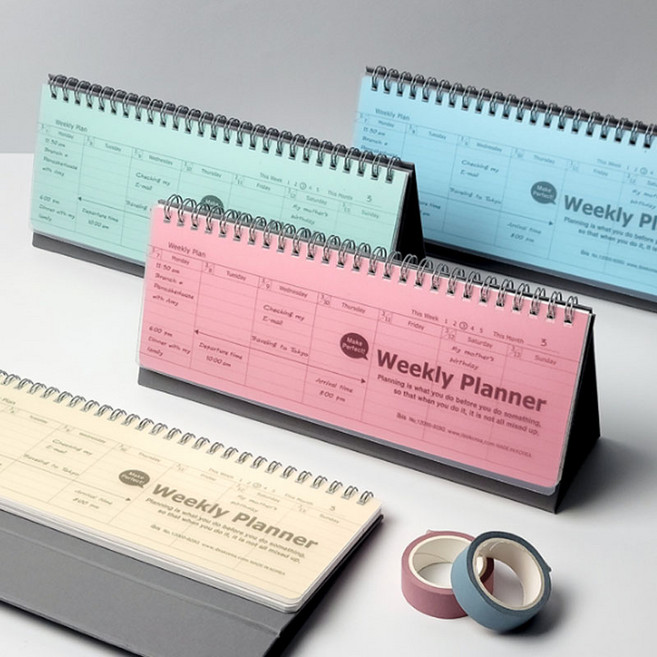 PP탁상용위클리플래너 일주일플래너 공부계획표 일일계획표 탁상용 주간 스케줄러 위클리 플래너 가로, 4개입(랜덤)