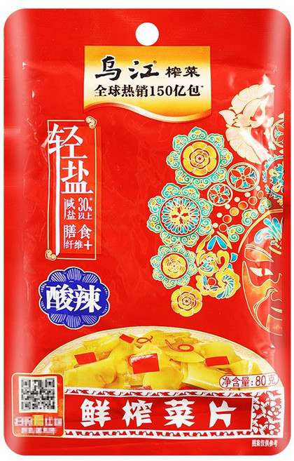 烏江 鮮榨菜片 酸辣口味, 1個, 烏江鮮榨菜片【酸辣】80克