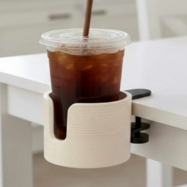 컵홀더 책상 고정형 텀블러 머그홀더 음료 거치대, 1개, 라이트우드