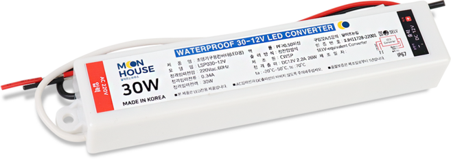 MOOH 국산 초슬림 IP67방수형 LED안정기 SMPS 30W 12V, 1개